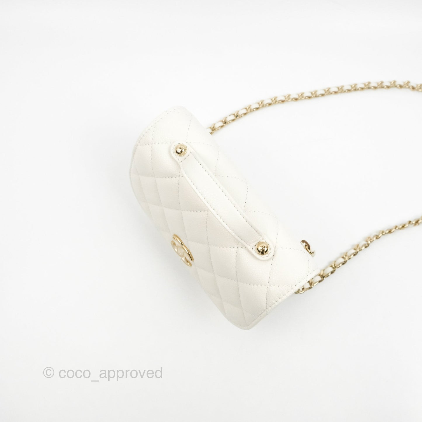 Chanel Business Affinity Clutch With Chain White Caviar Gold Hardware