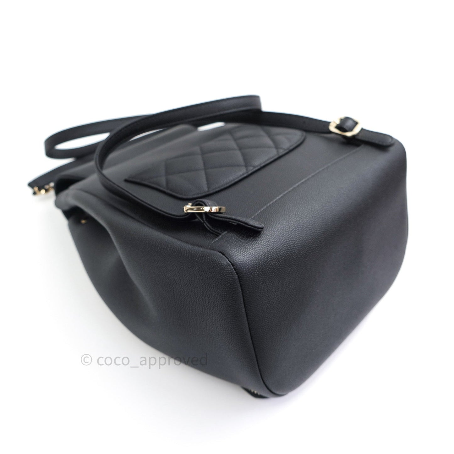Chanel Quilted Business Affinity Backpack Black Caviar Light Gold Hardware