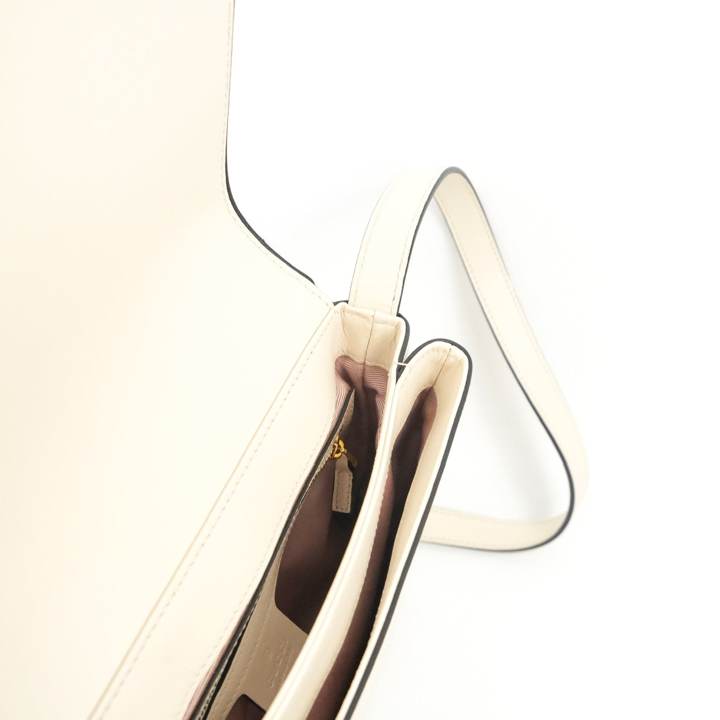 Gucci Calfskin Medium Arli Flap Shoulder Bag White