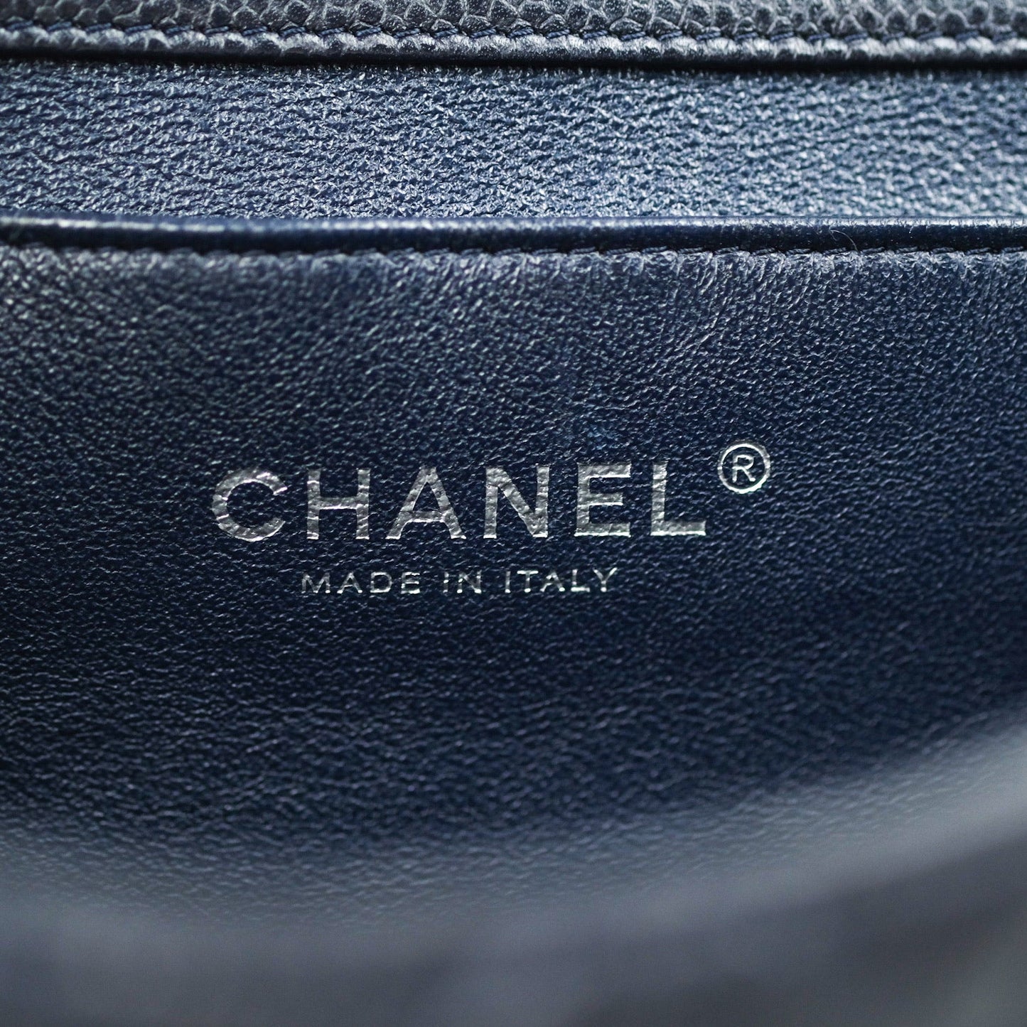 Chanel Quilted Clutch with Chain Dark Navy Caviar Silver Hardware