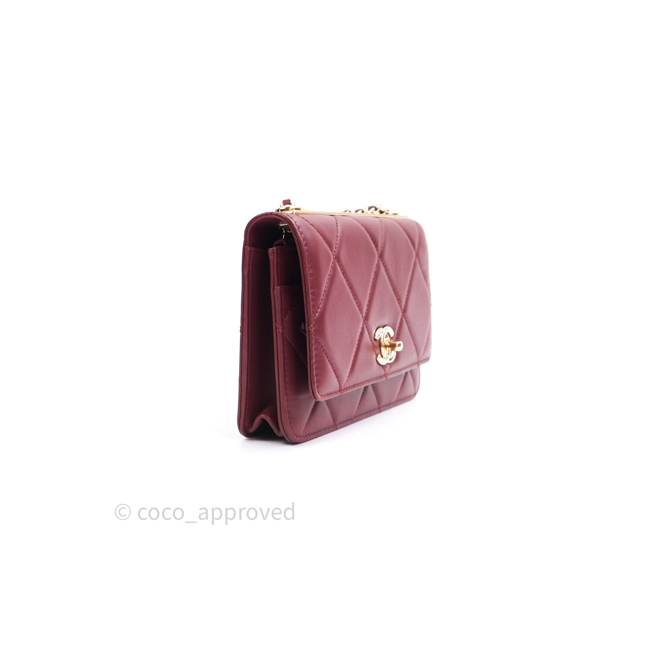 Chanel Trendy CC WOC Wallet on Chain Burgundy Lambskin Gold Hardware