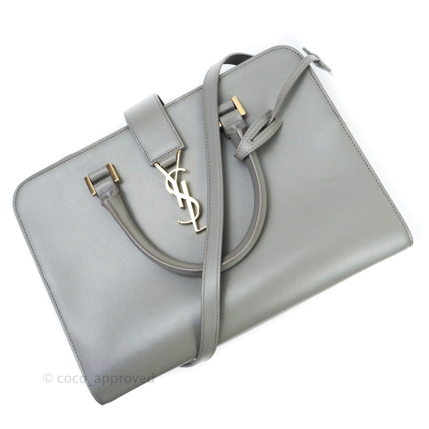 Saint Laurent Calfskin Monogram Cabas Fog