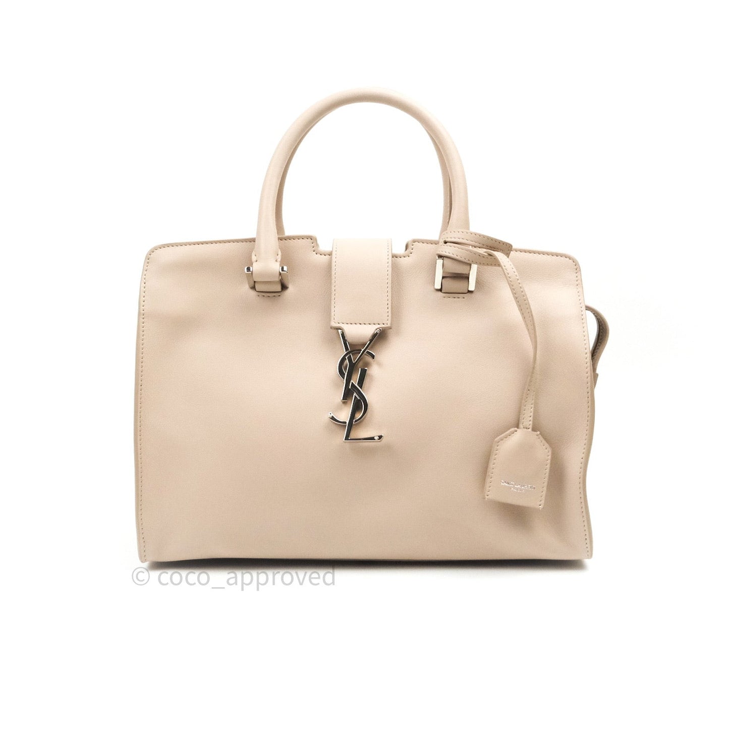 Saint Laurent Calfskin Monogram Baby Cabas Pale Pink Silver Hardware