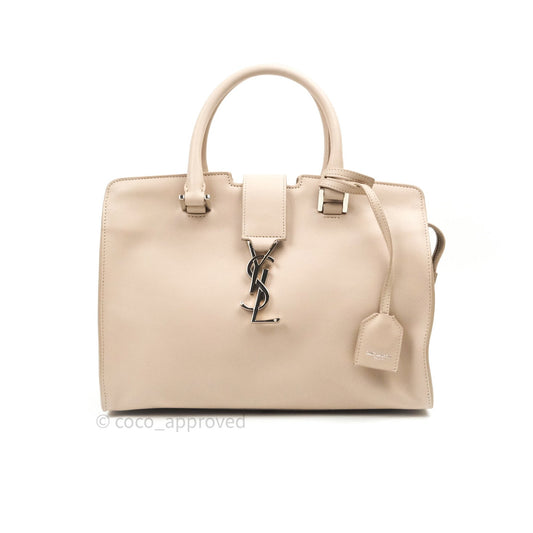 Saint Laurent Calfskin Monogram Baby Cabas Pale Pink Silver Hardware