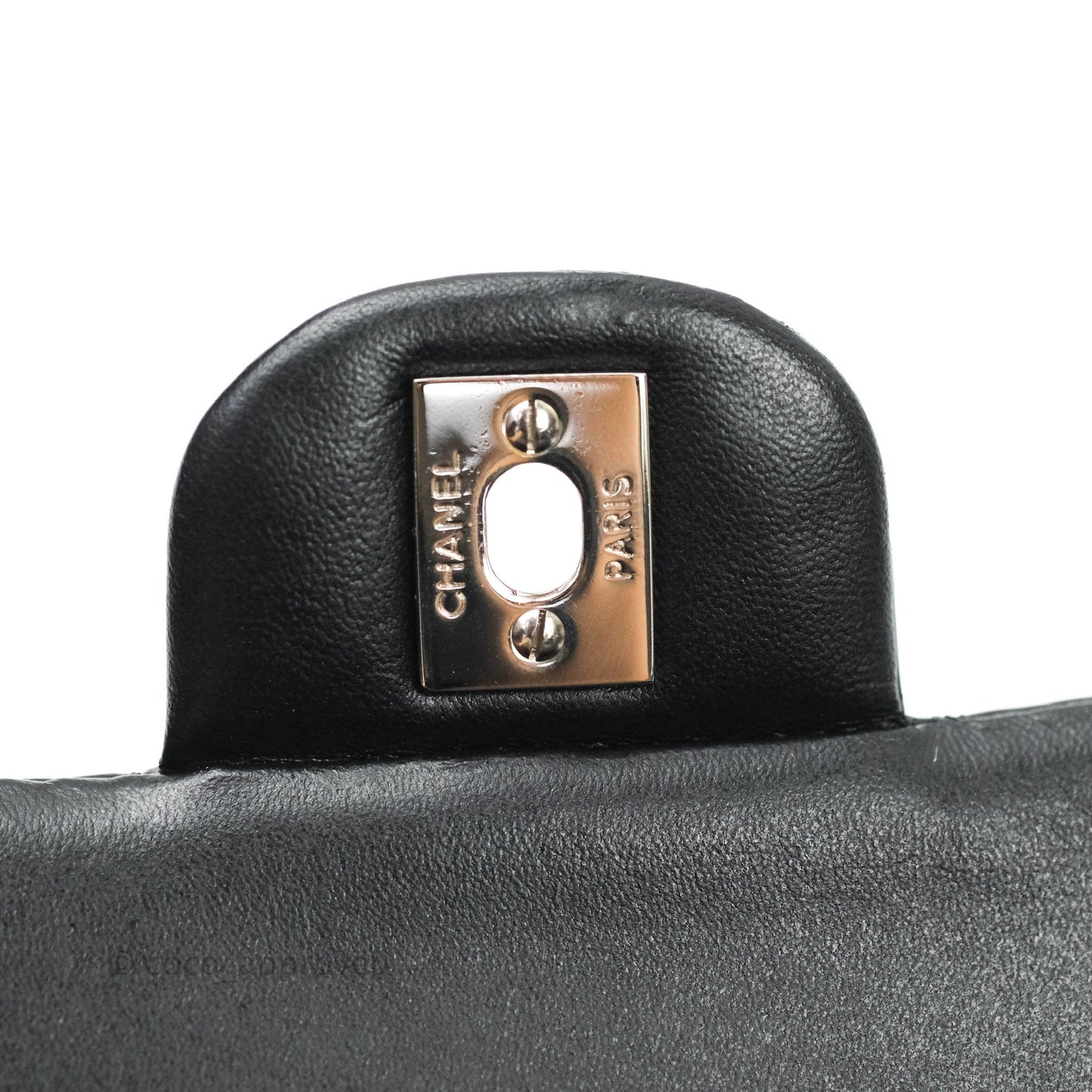 Chanel Classic M/L Medium Double Flap Bag Black Patent Silver Hardware