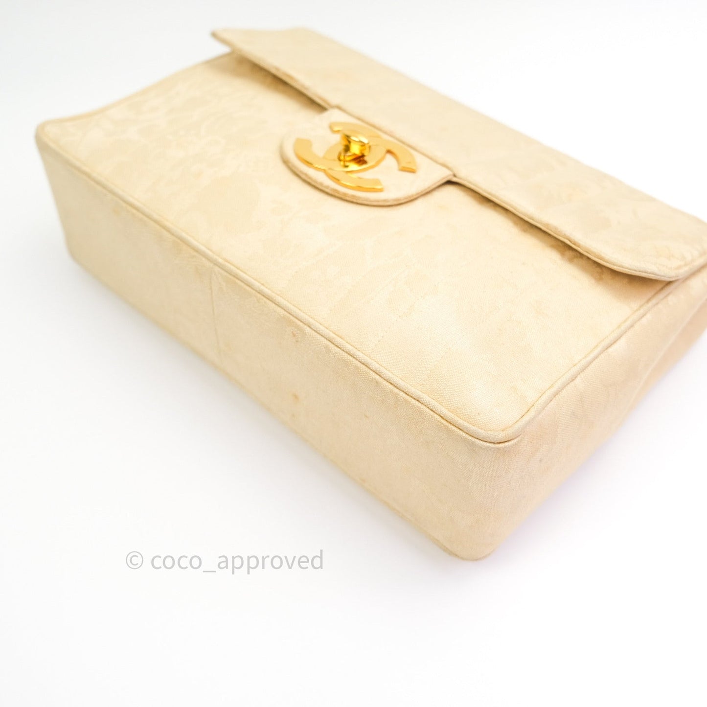 Chanel Vintage XL Jumbo Single Flap Gold Silk 24K Gold Hardware