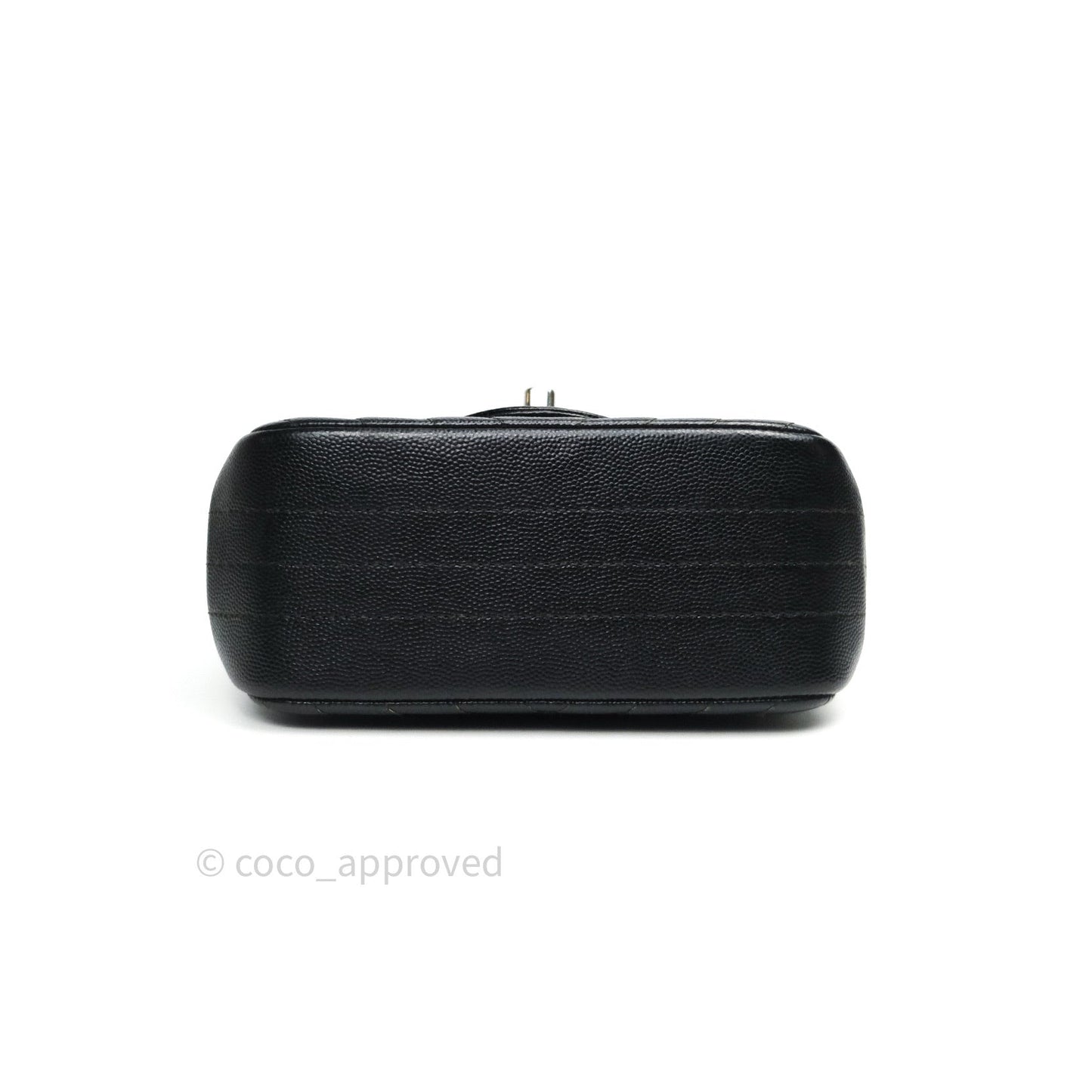 Chanel Mini Square Chevron Black Caviar Silver Hardware