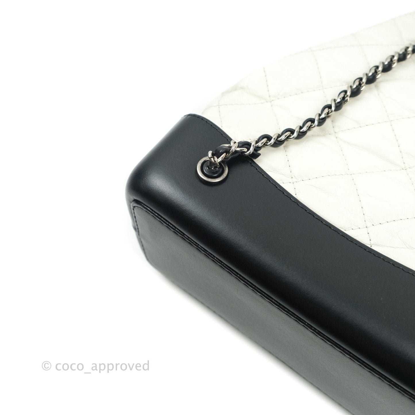 Chanel Gabrielle Backpack Black Aged Calfskin Small White Black