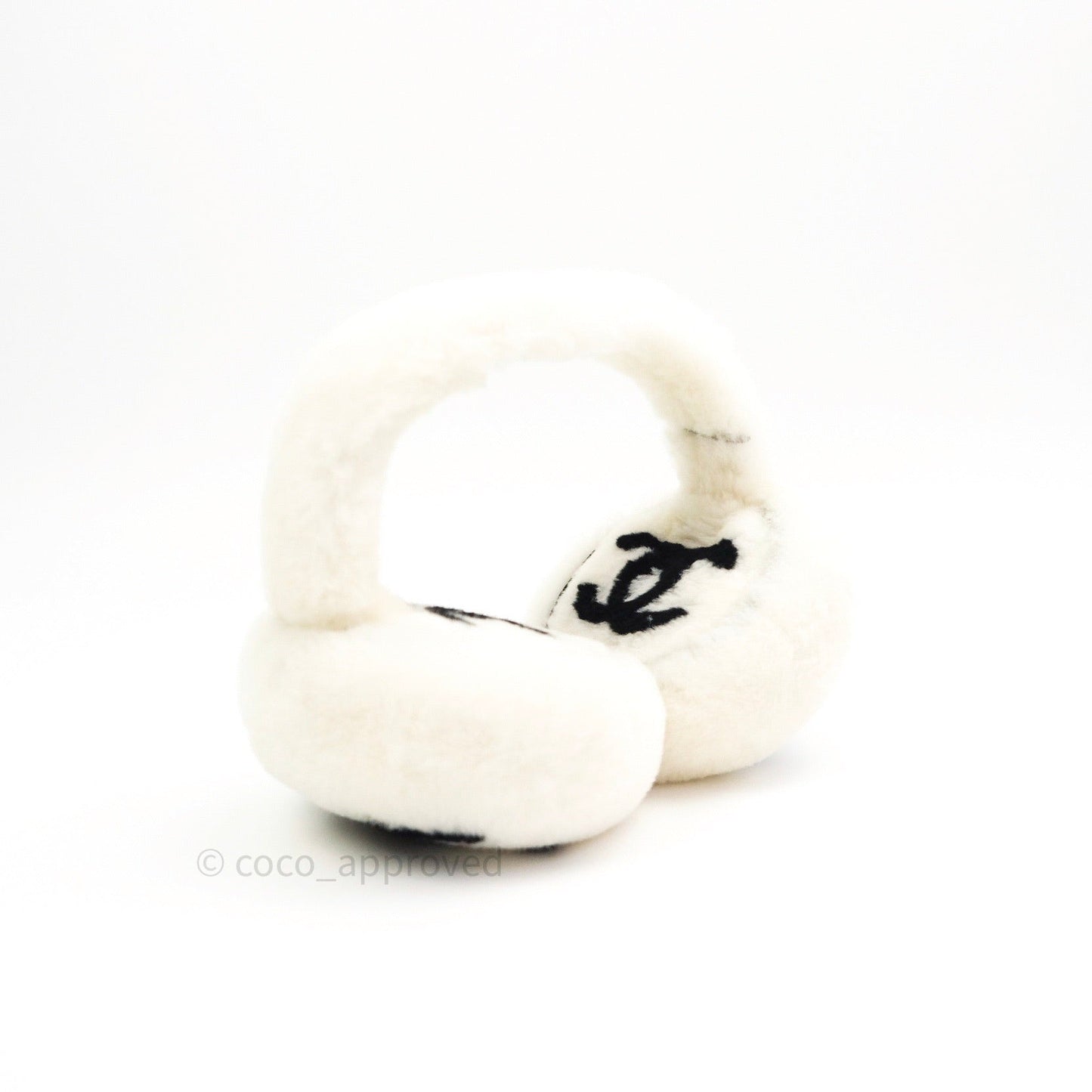 Chanel Shearling Cashmere Ivory Black Earmuffs