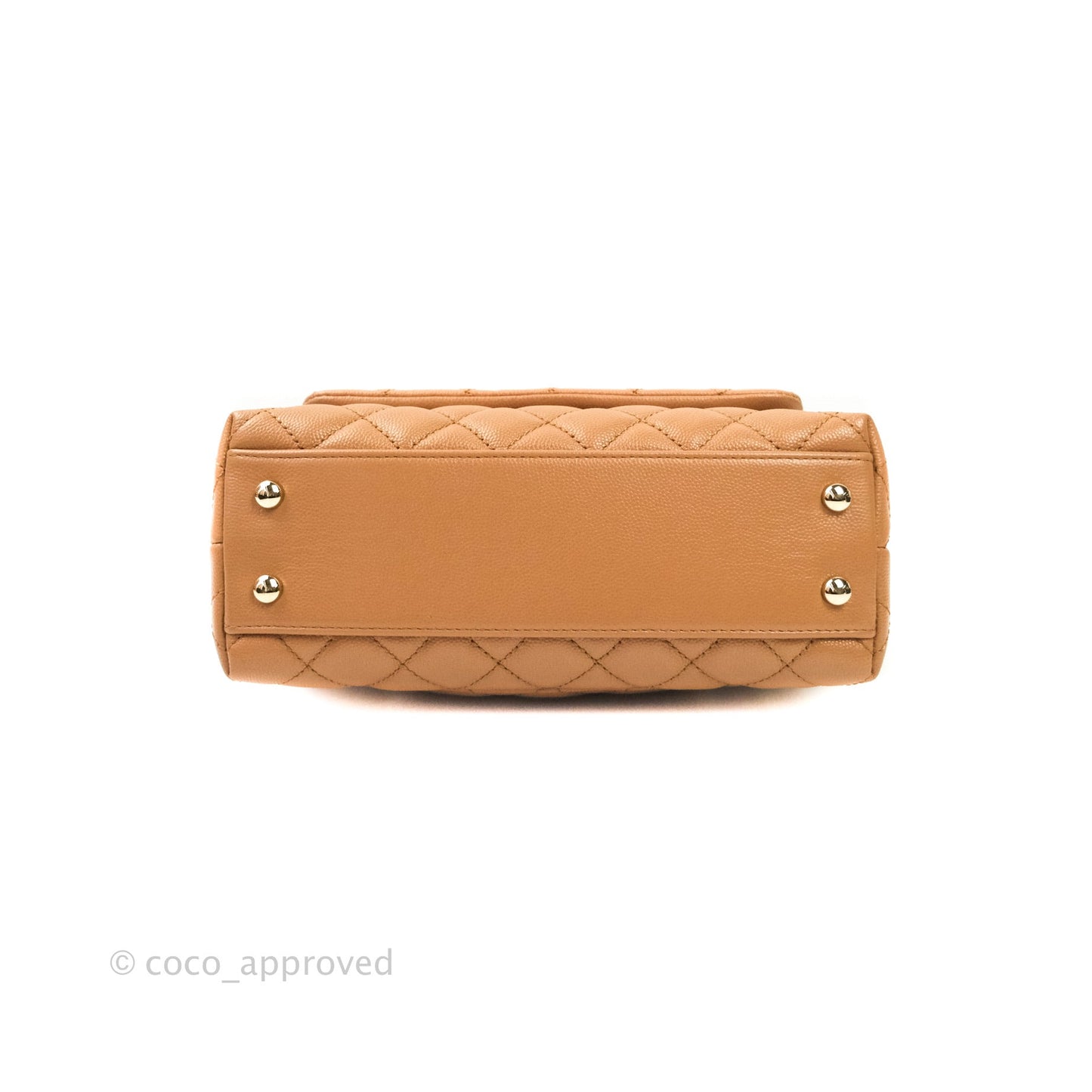 Chanel Mini Coco Handle Quilted Dark Beige Caviar Gold Hardware 21P