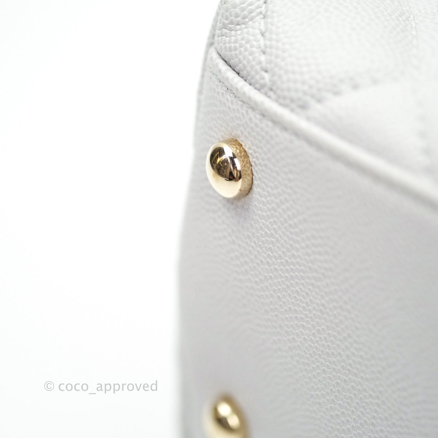 Chanel Small Coco Handle Quilted Light Grey Light Gold Hardware