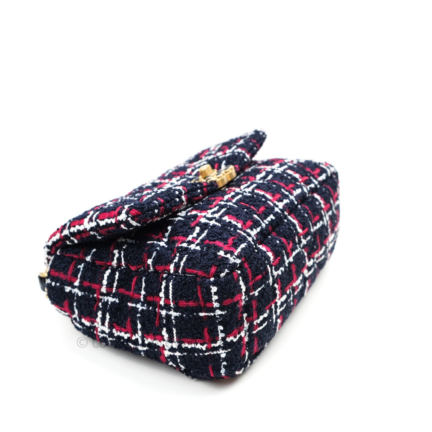 Chanel 19 Small Tweed Red Navy Mixed Hardware