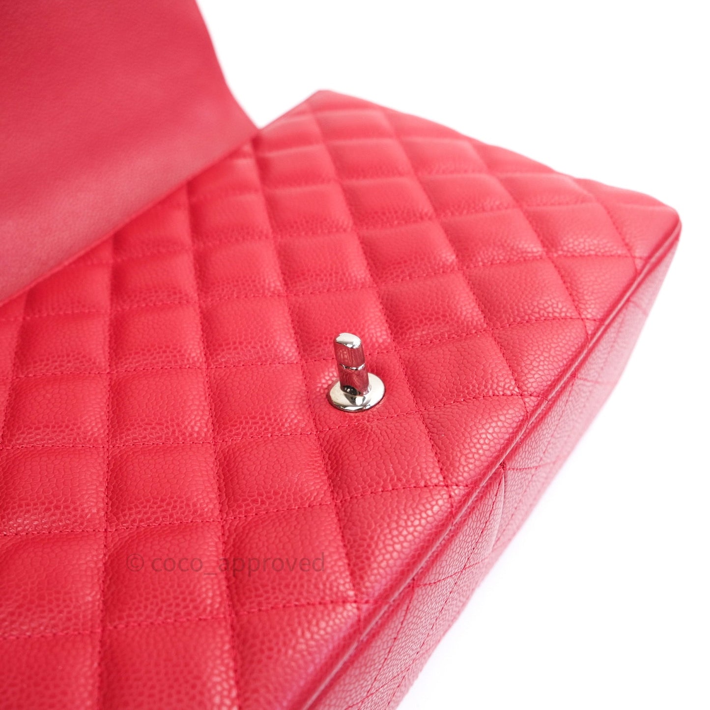 Chanel Jumbo Single Flap Red Caviar Silver Hardware⁣⁣
