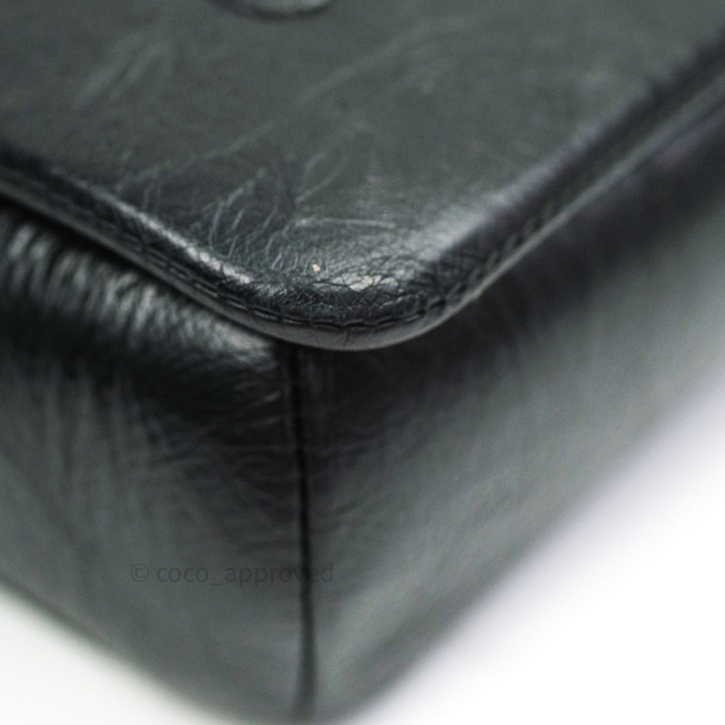 Chanel Bi Quilted Crumpled Calfskin Black Silver Hardware