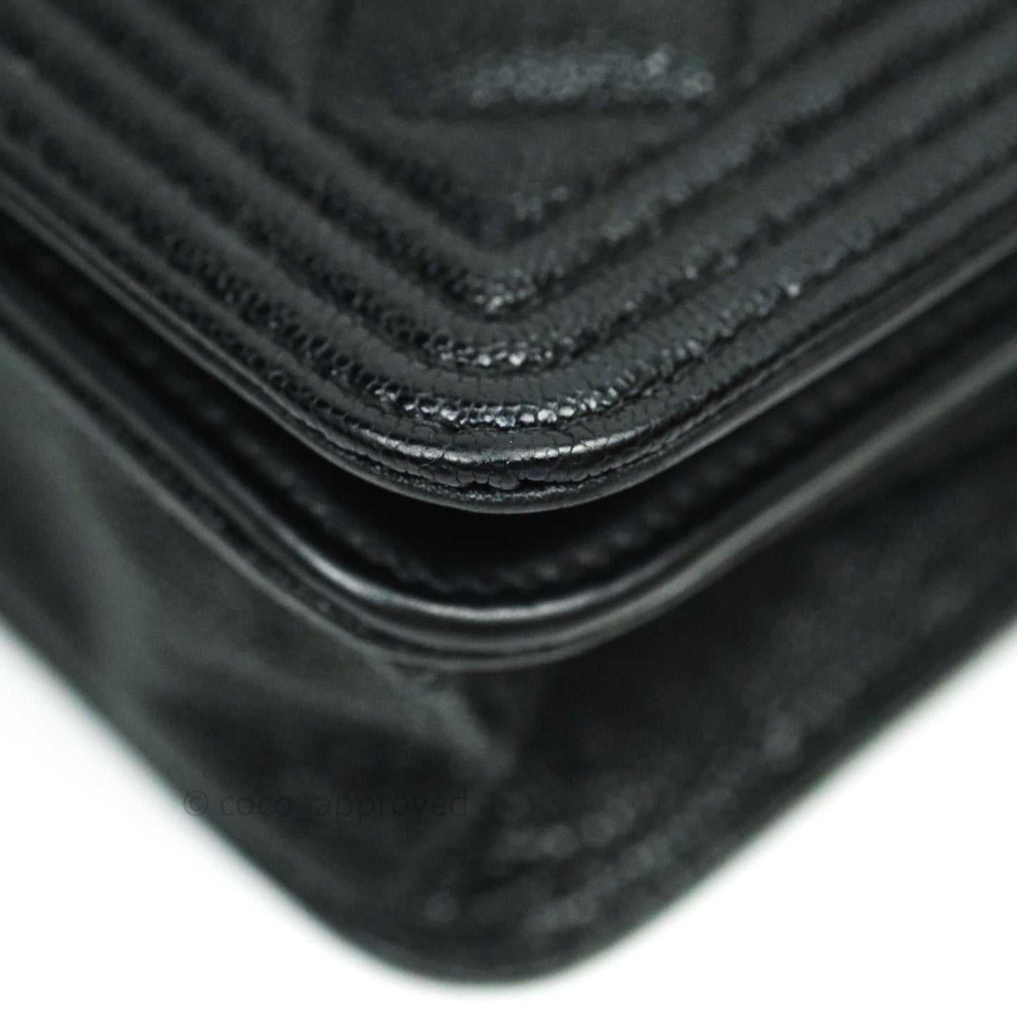 Chanel Quilted Boy Wallet on Chain WOC Black Caviar Gold Hardware