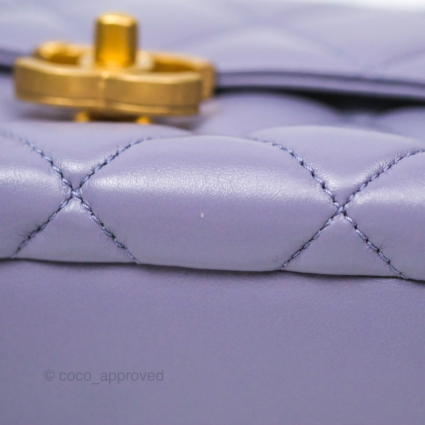 Chanel Crystal Pearl Chain Mini Flap Bag Purple Lambskin Aged Gold Hardware
