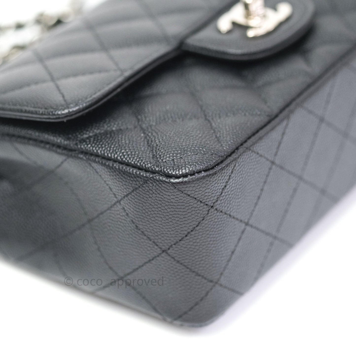 Chanel Quilted Mini Rectangular Black Caviar Silver Hardware 18CC
