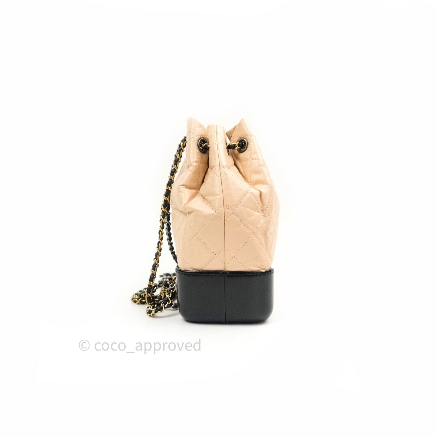 Chanel Gabrielle Backpack Black Aged Calfskin Small Beige Black