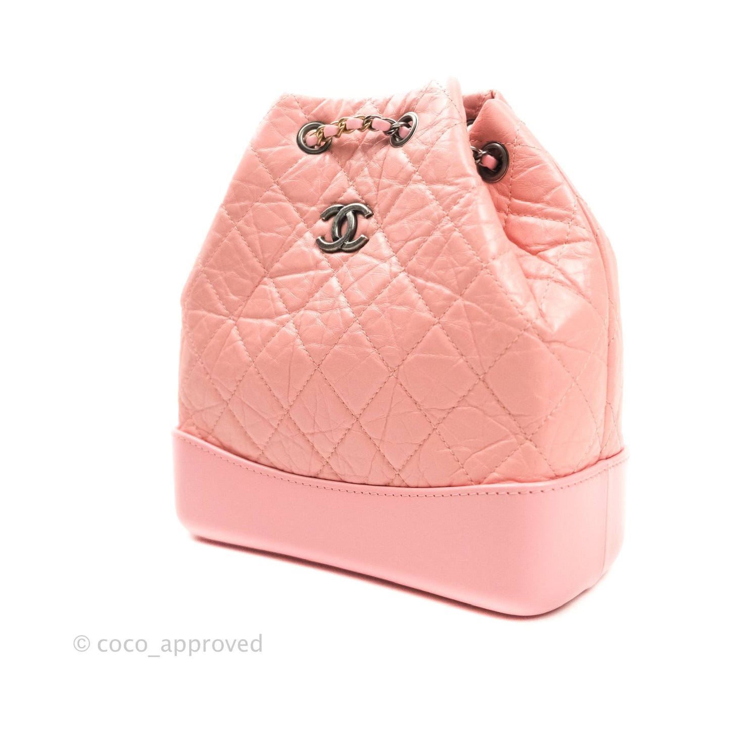 Chanel Gabrielle Backpack Pink Aged Calfskin Small Black