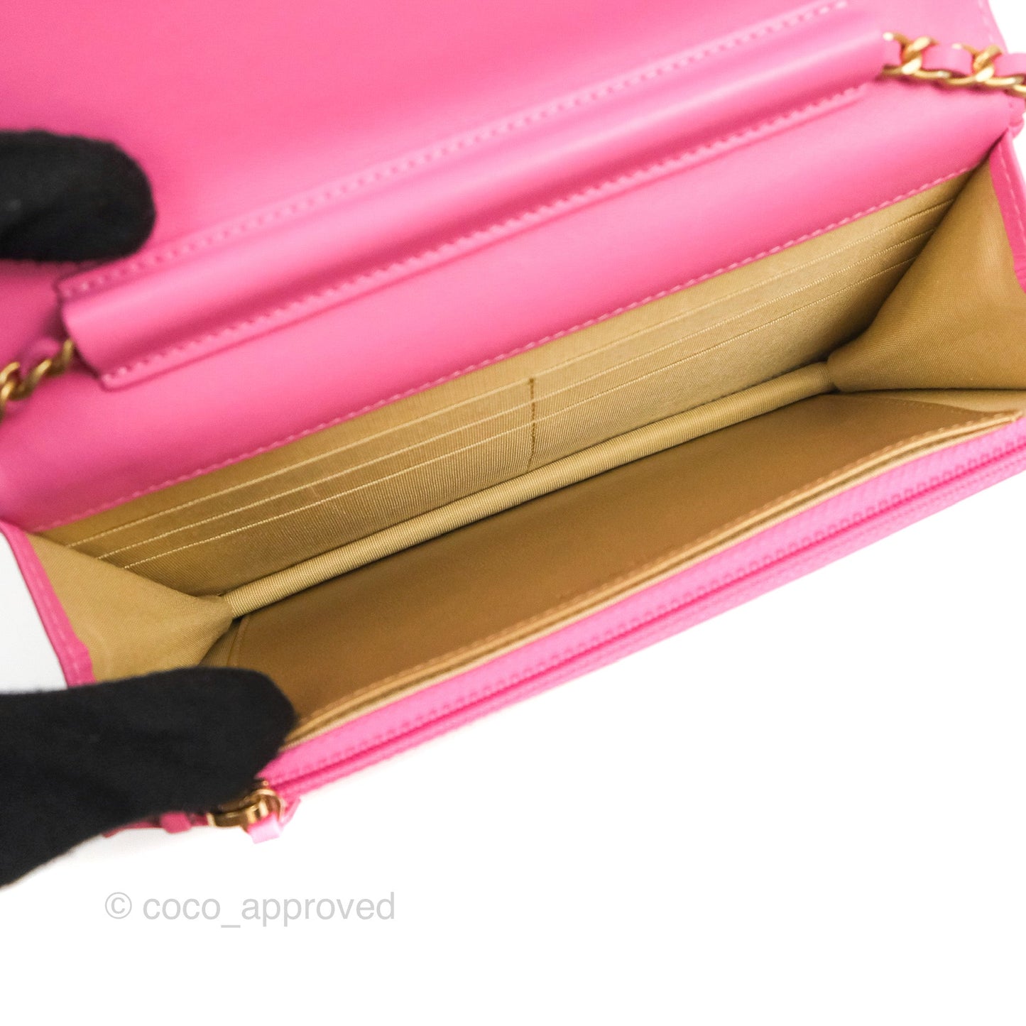 Chanel Quilted Pearl Crush Wallet on Chain WOC Pink Lambskin Aged Gold Hardware