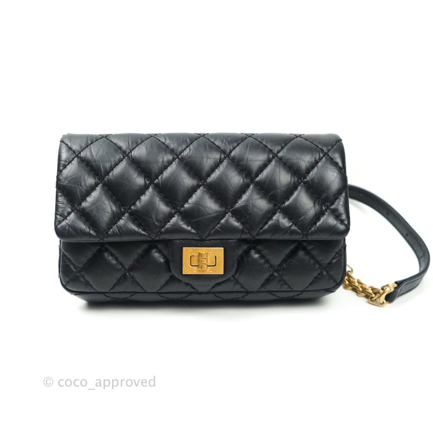 Chanel Reissue 2.55 Aged Calfskin Quilted Chain Waist Bag Black