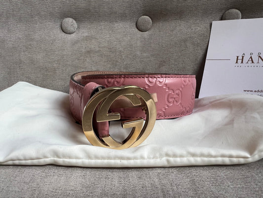 Luxury Gucci Pink Guccissima Wide Belt