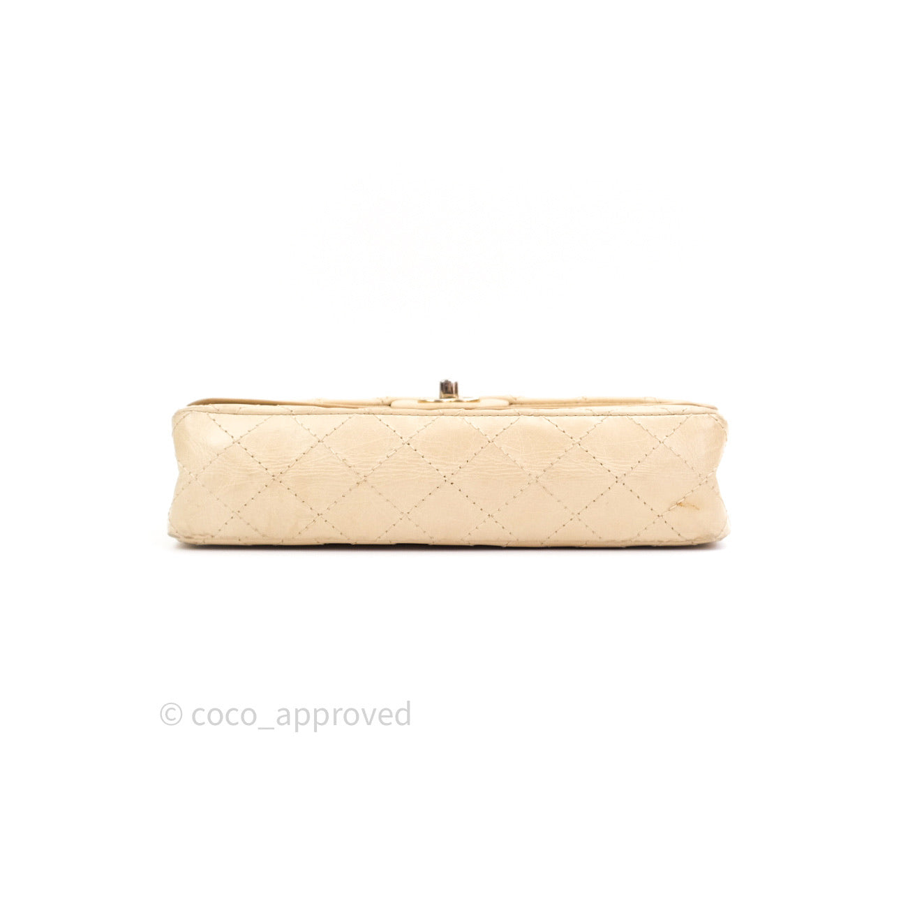 Chanel Vintage Medium Light Beige Calfskin Gold Hardware