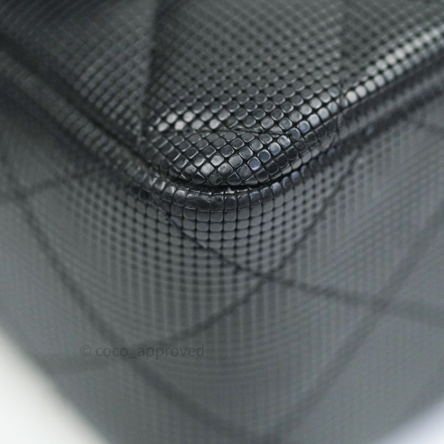 Chanel Metallic Calfskin Quilted Pixel Effect Mini Rectangular Flap Black Gold Hardware
