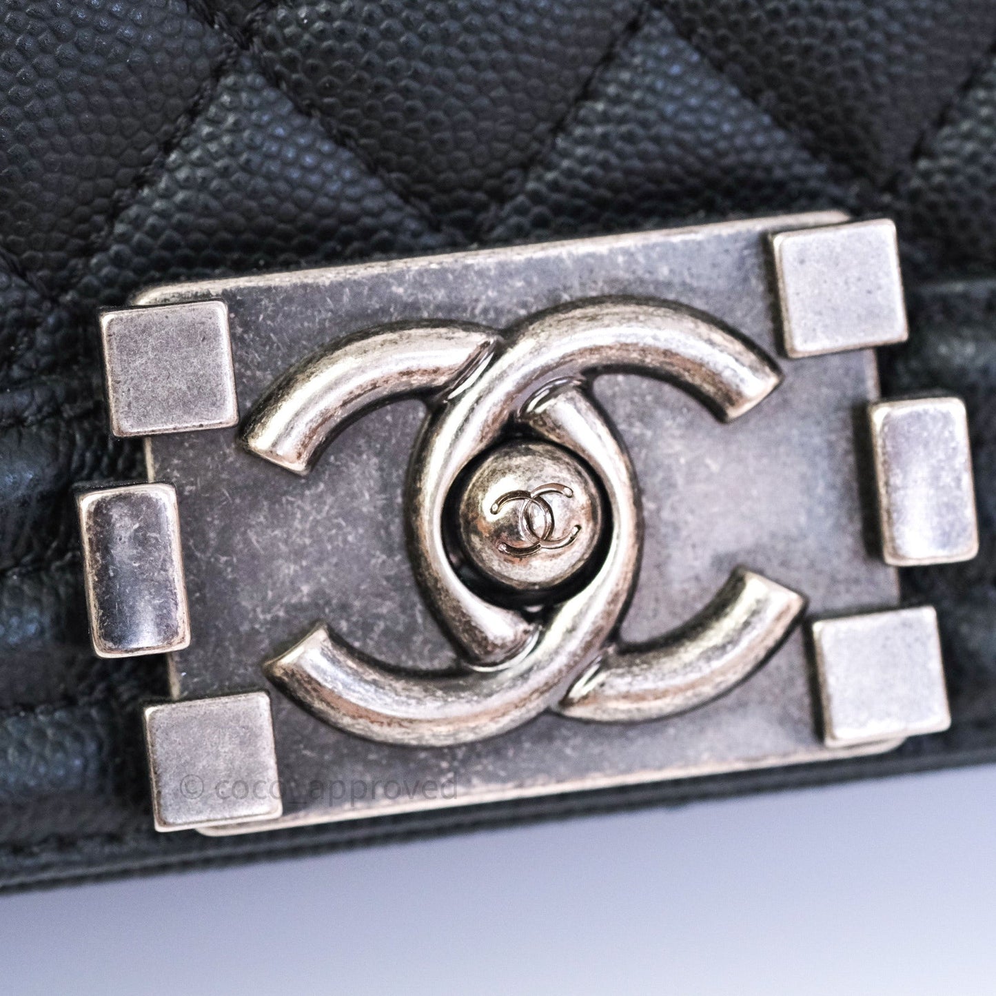 Chanel Boy Quilted Medium Black Caviar Ruthenium Hardware