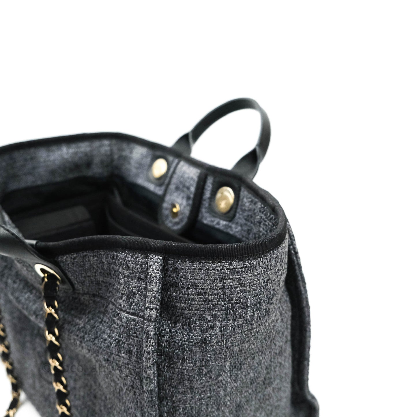 Chanel Large Deauville Charcoal Grey Canvas