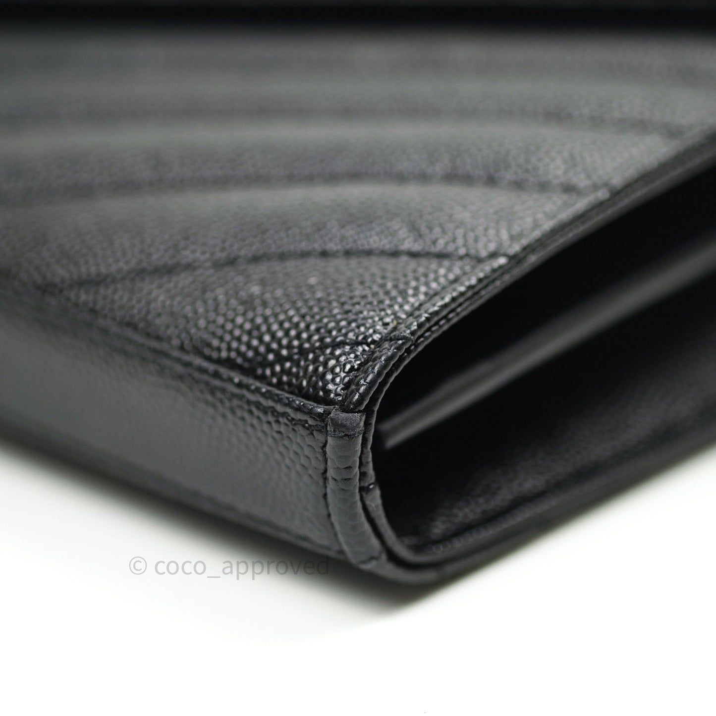 Saint Laurent Wallet on Chain Large in Black Grained Leather and Silver Hardware