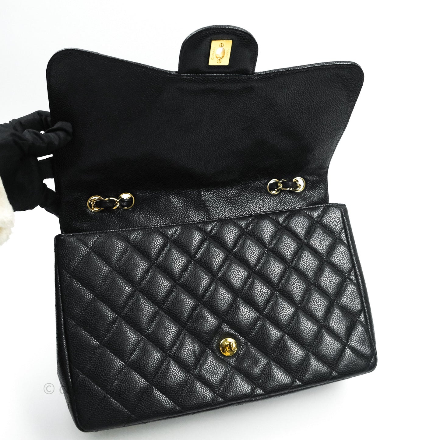 Chanel Jumbo Single Flap Black Caviar Gold Hardware⁣⁣