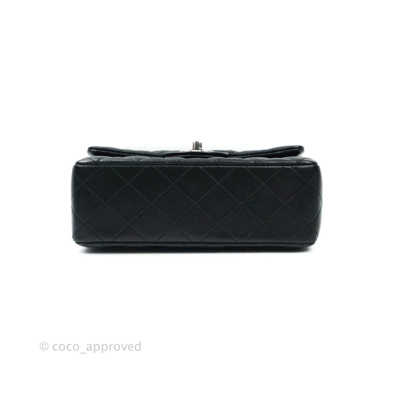 Chanel Quilted Mini Rectangular Black Lambskin Silver Hardware