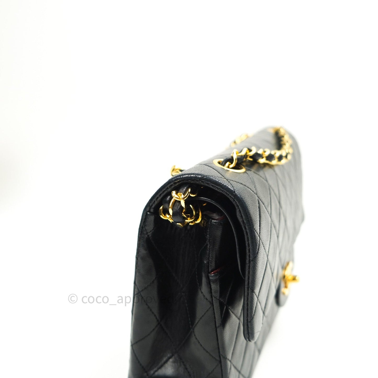 Chanel Classic Vintage M/L Medium Double Flap Bag Black Lambskin 24K Gold Hardware