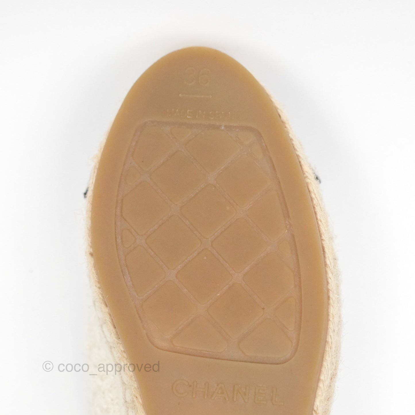 Chanel CC Espadrille Black White Tweed Size 36