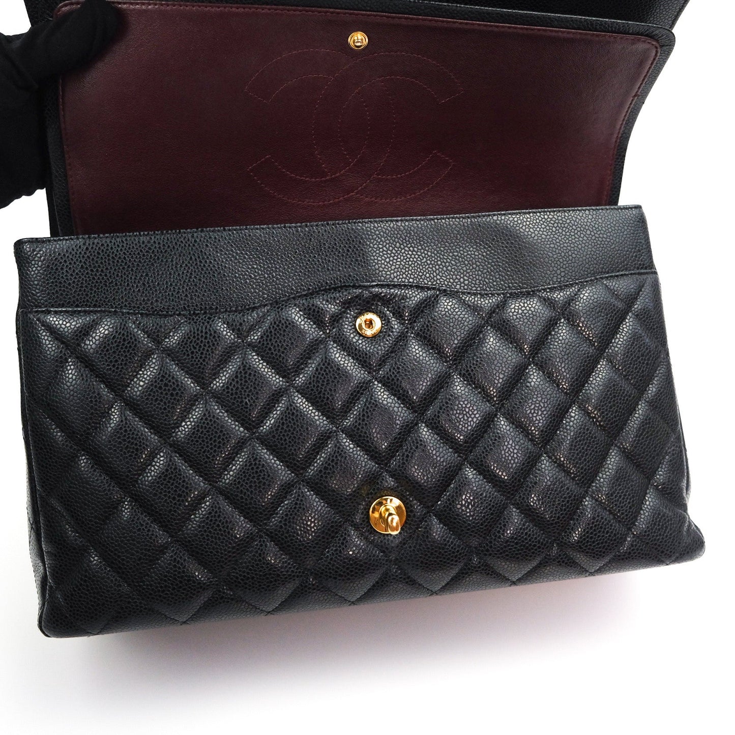 Chanel Classic Double Flap Maxi Black Caviar Gold Hardware