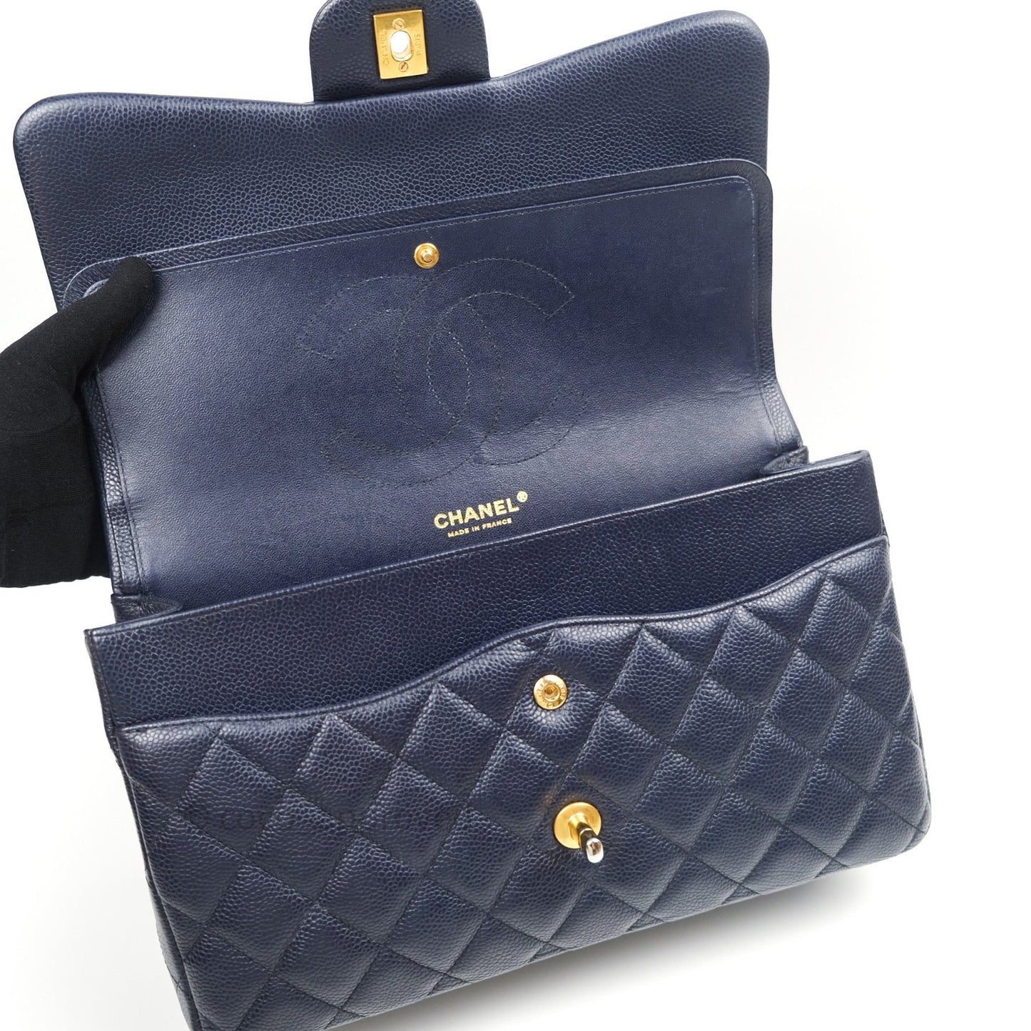 Chanel Jumbo Double Flap Navy Caviar Gold Hardware⁣⁣
