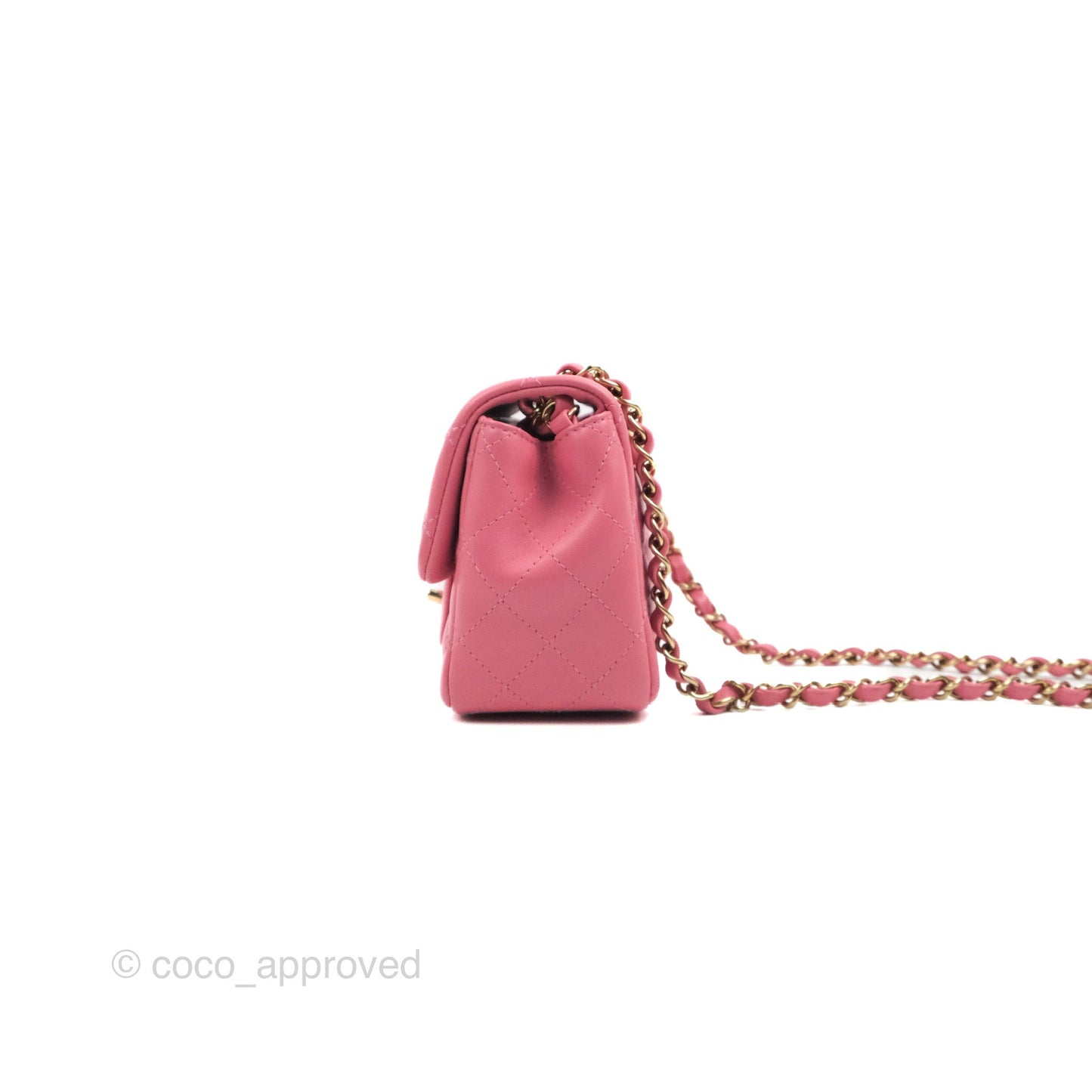 Chanel Mini Square Flap Pink Lambskin Gold Hardware