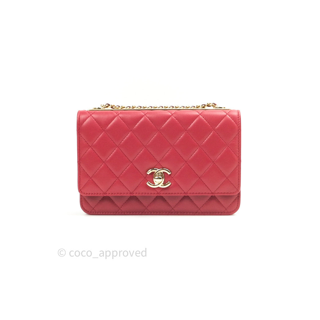 Chanel Trendy CC WOC Wallet on Chain Red Lambskin Gold Hardware