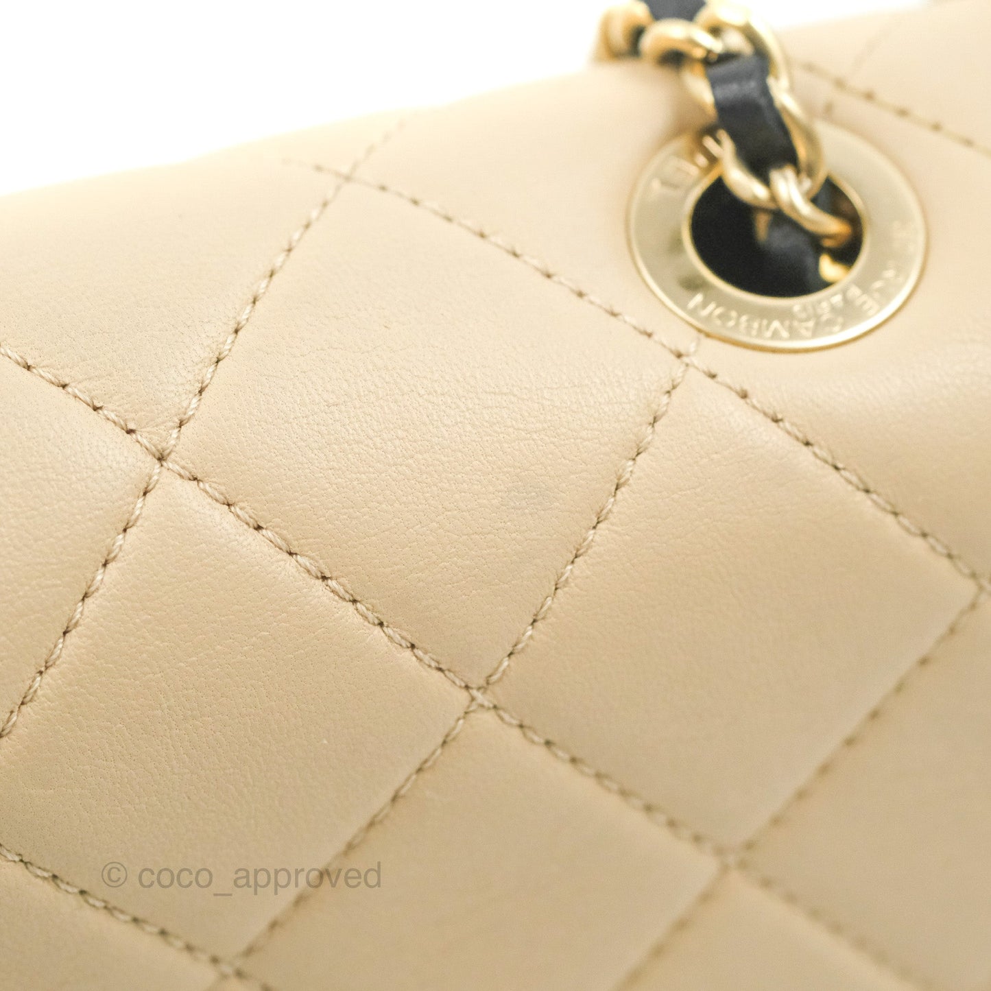 Chanel Quilted Graphic Flap Bag Black/Beige Calfskin Gold Hardware
