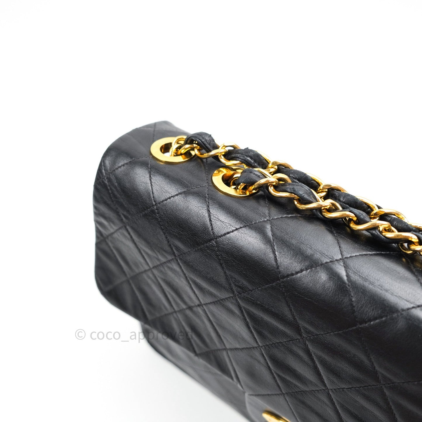 Chanel Vintage XL Jumbo Single Flap Black Lambskin 24K Gold Hardware