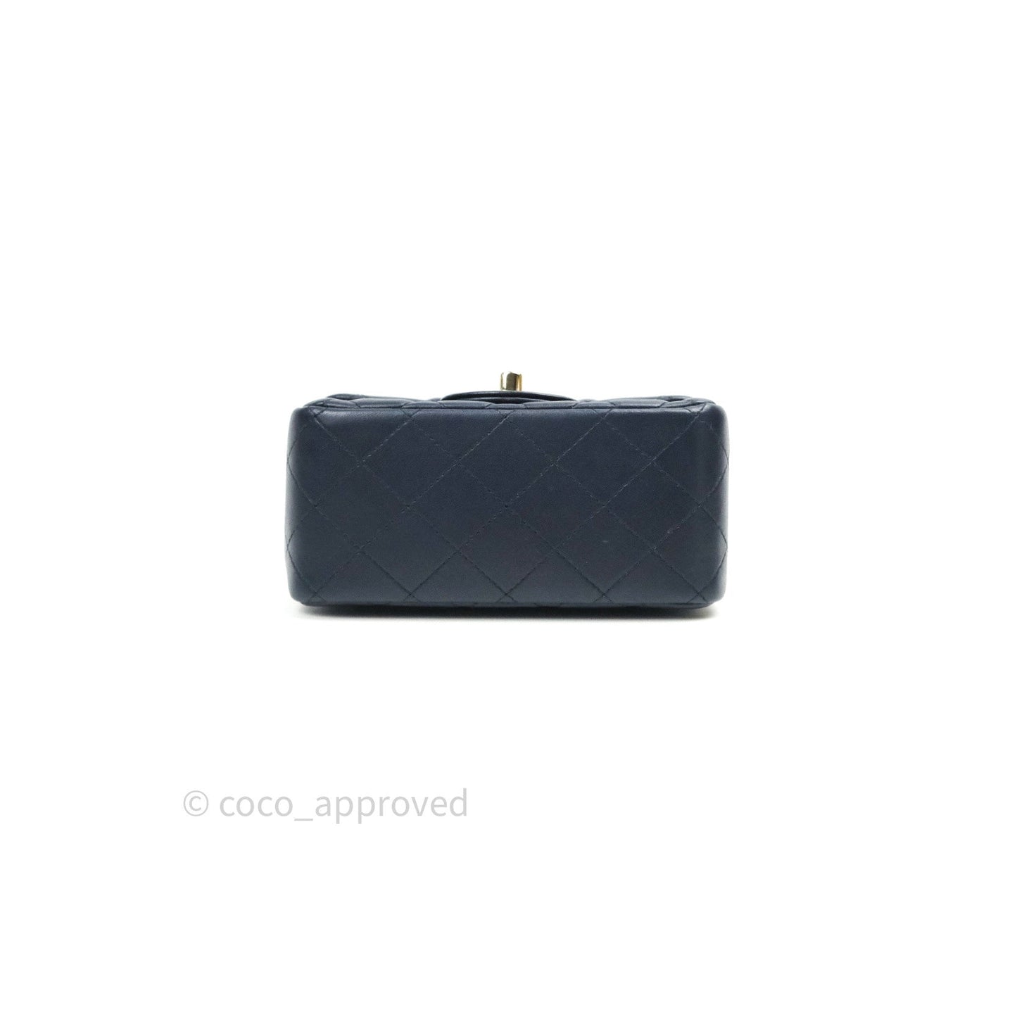 Chanel Mini Square Navy Lambskin Gold Hardware