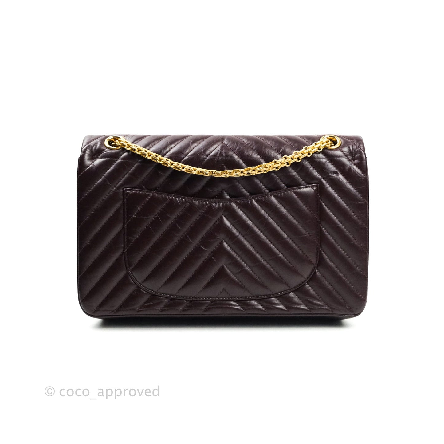 Chanel Reissue Chevron Dark Red Burgundy Aged Calfskin Gold Hardware 226