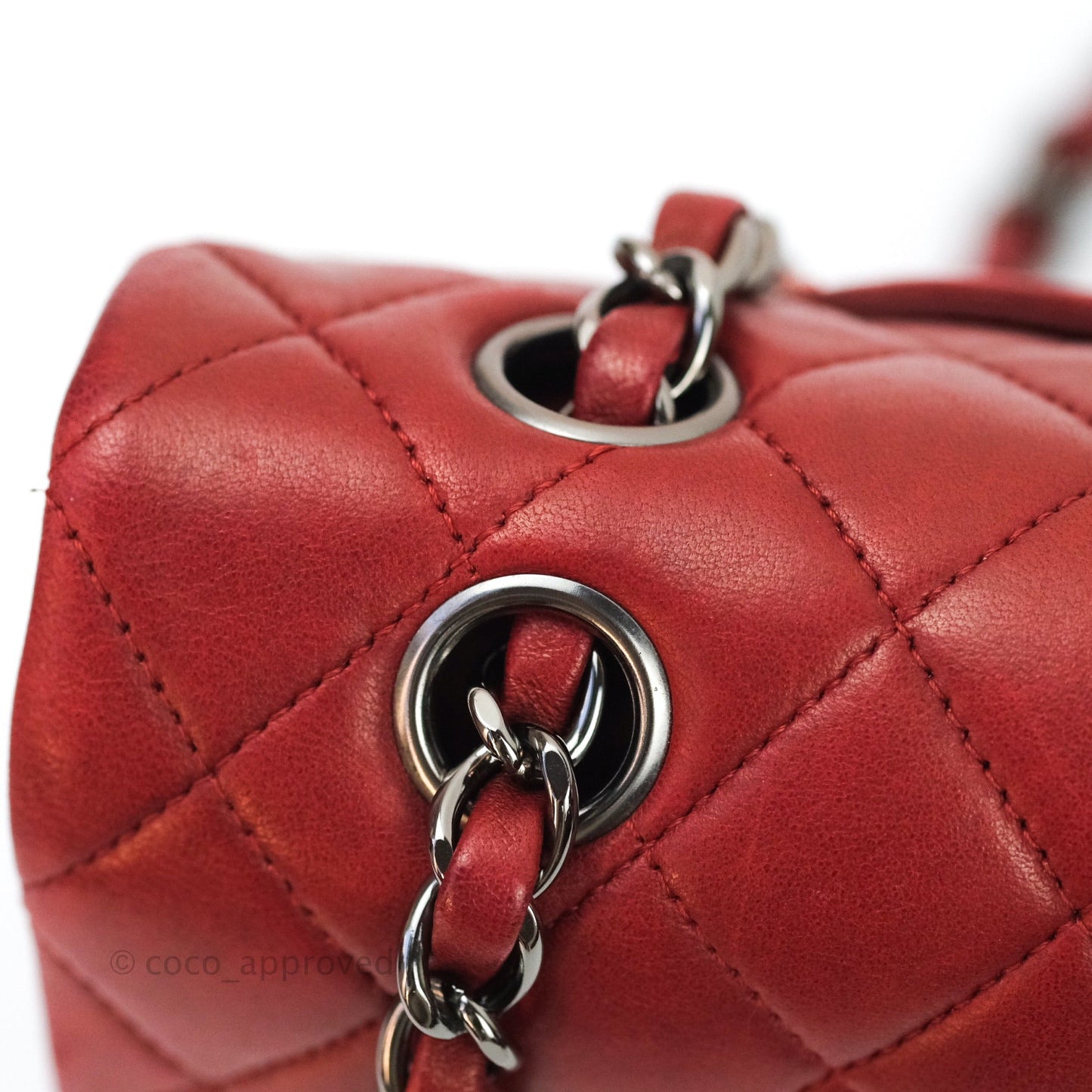 Chanel Classic M/L Medium Double Flap Dark Red Lambskin Gunmetal Hardware