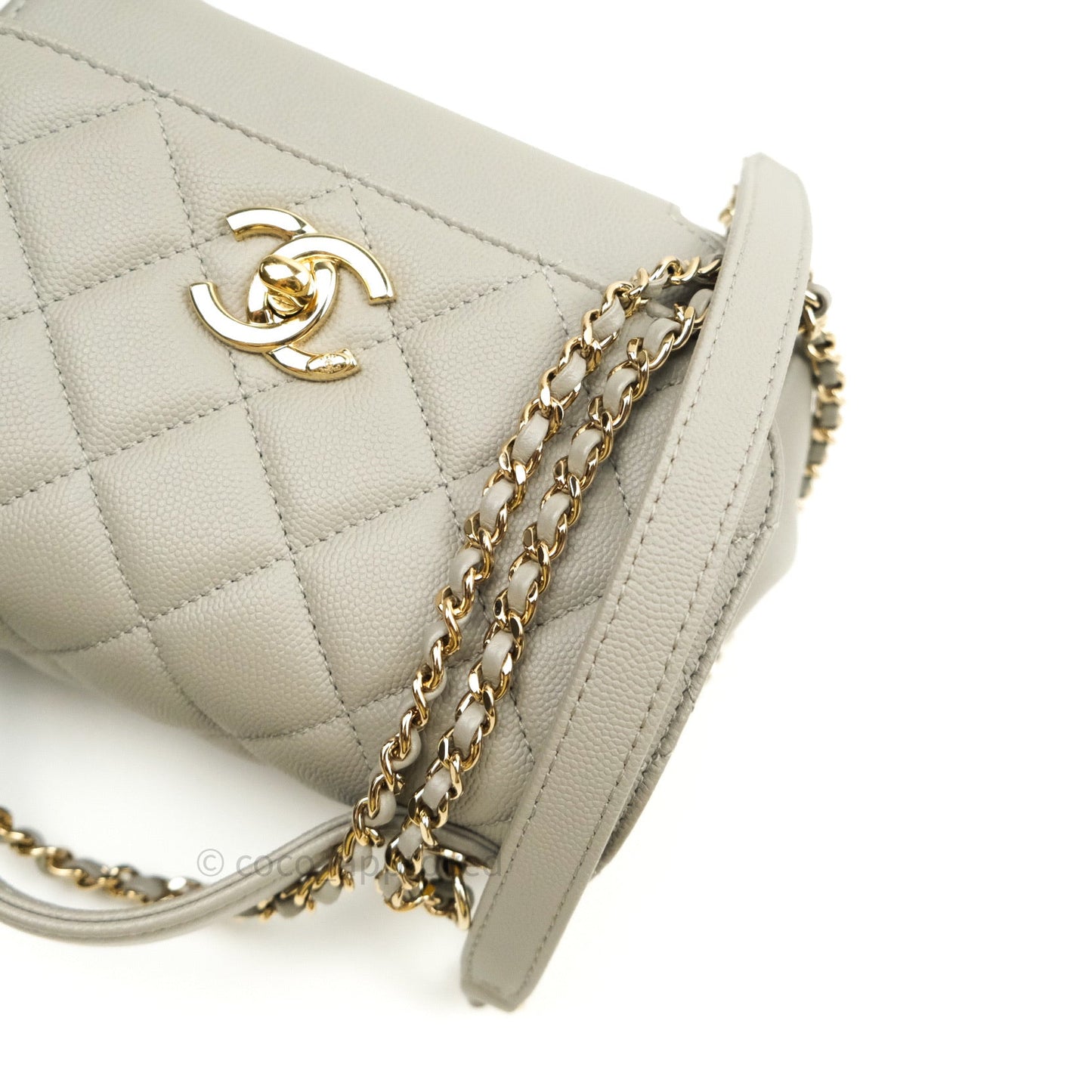 Chanel Quilted Small Business Affinity Flap Grey Caviar Light Gold Hardware