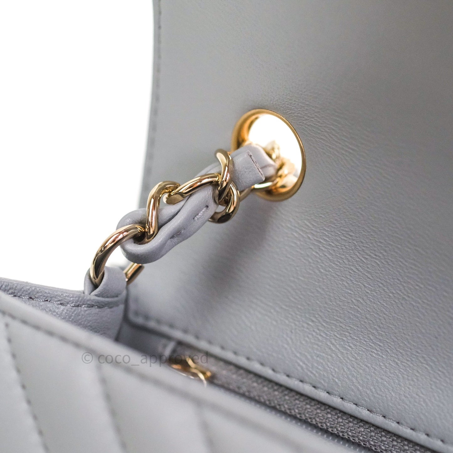 Chanel Quilted Mini Rectangular Grey Lambskin Gold Hardware