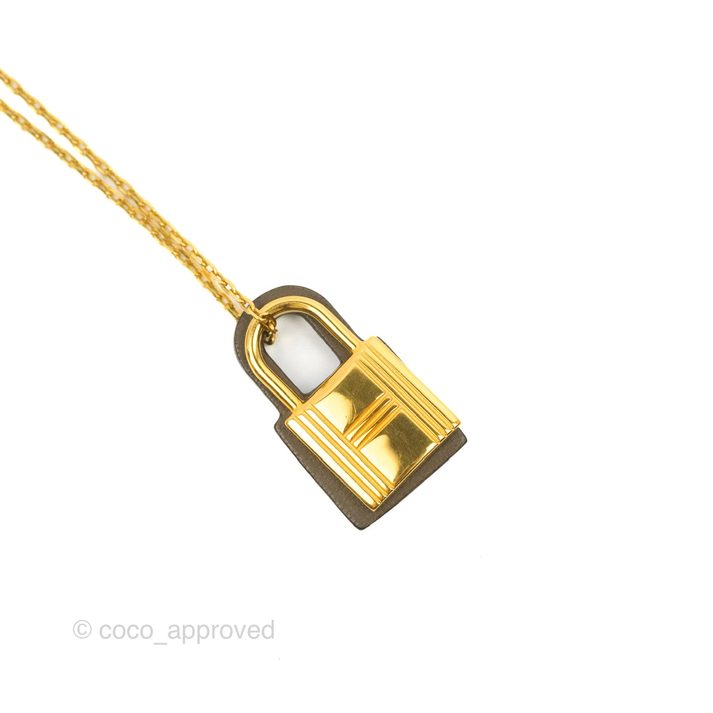 Hermès Small O'Kelly Pendant Necklace Etoupe Swift Gold