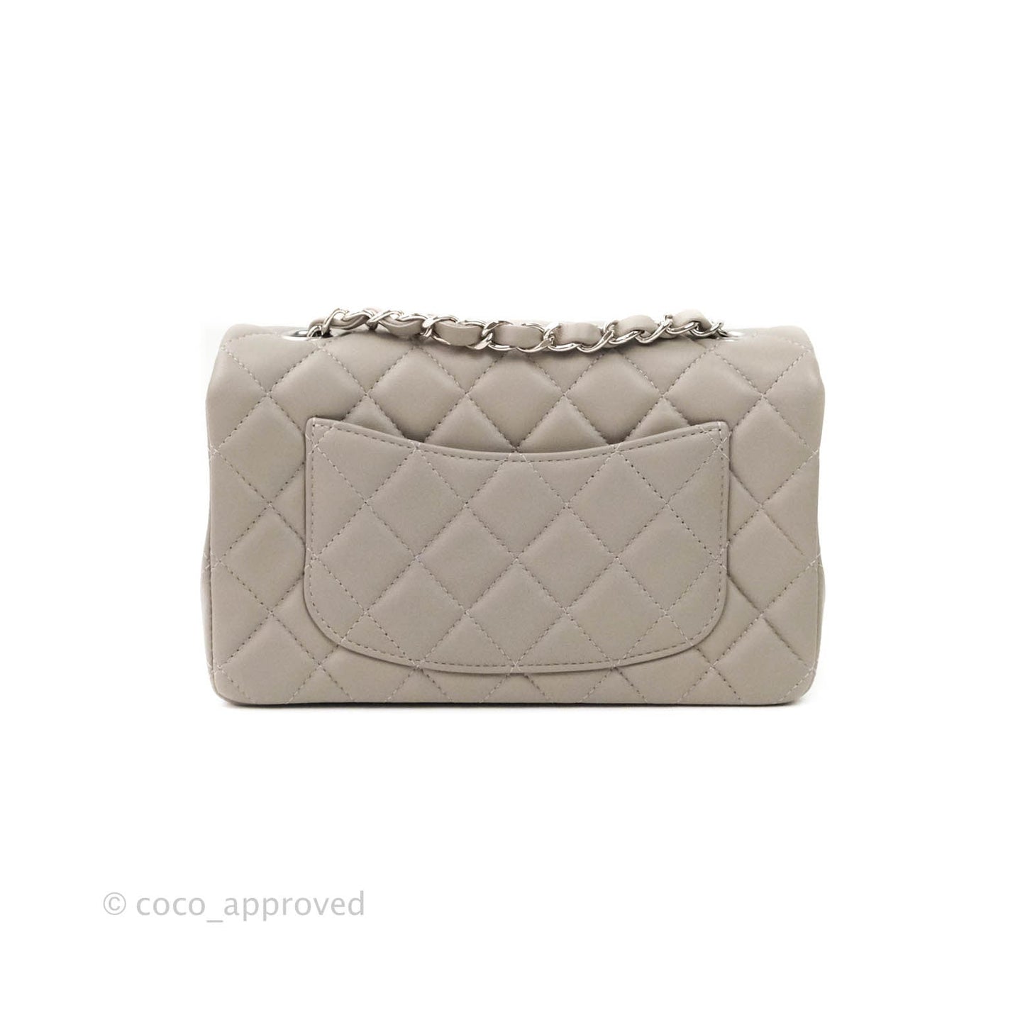 Chanel Quilted Mini Rectangular Flap Grey Lambskin Silver Hardware 19B