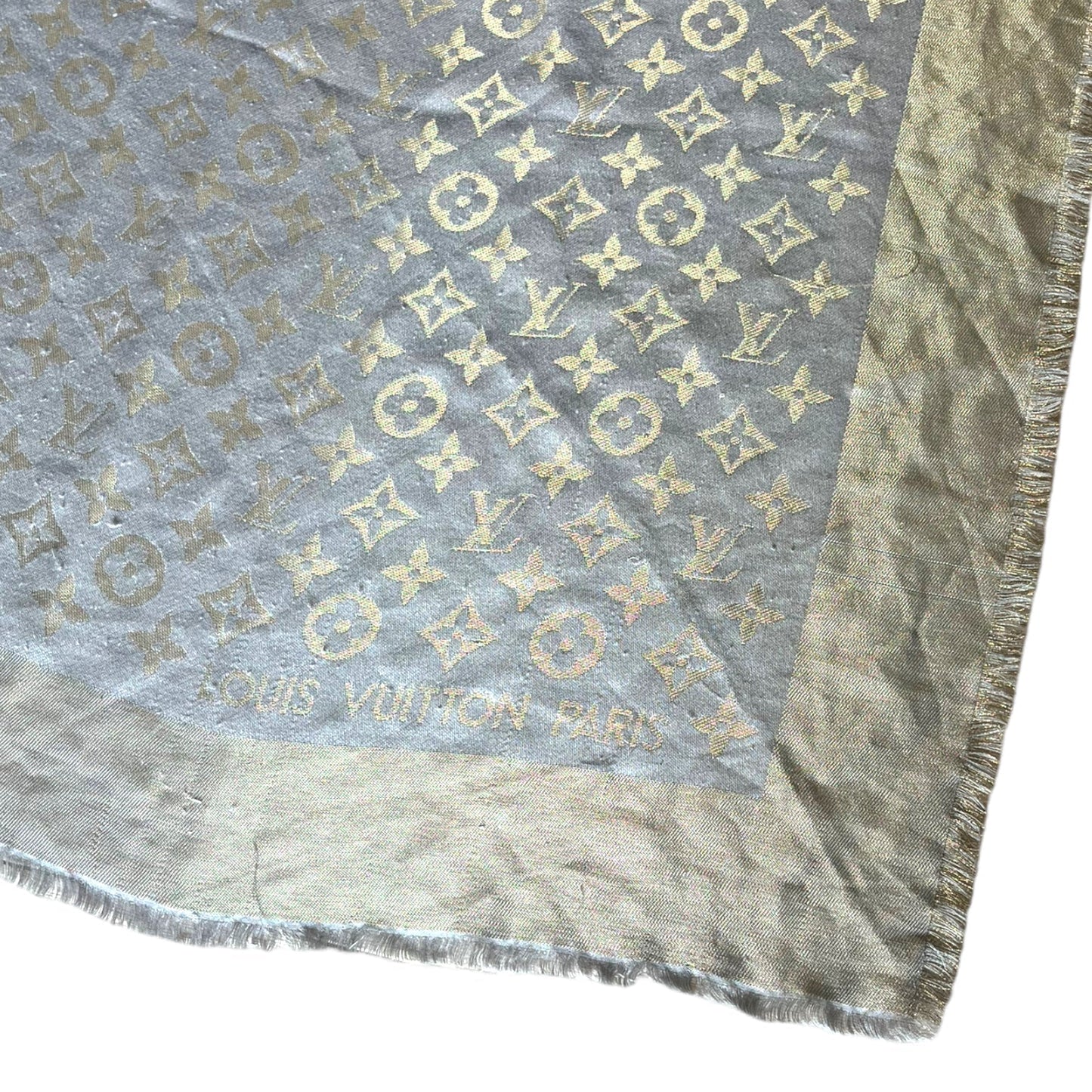 Louis Vuitton Grey and Gold Scarf