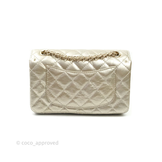 Chanel Mini Reissue 224 Metallic Light Gold Aged Calfskin Gold Hardware